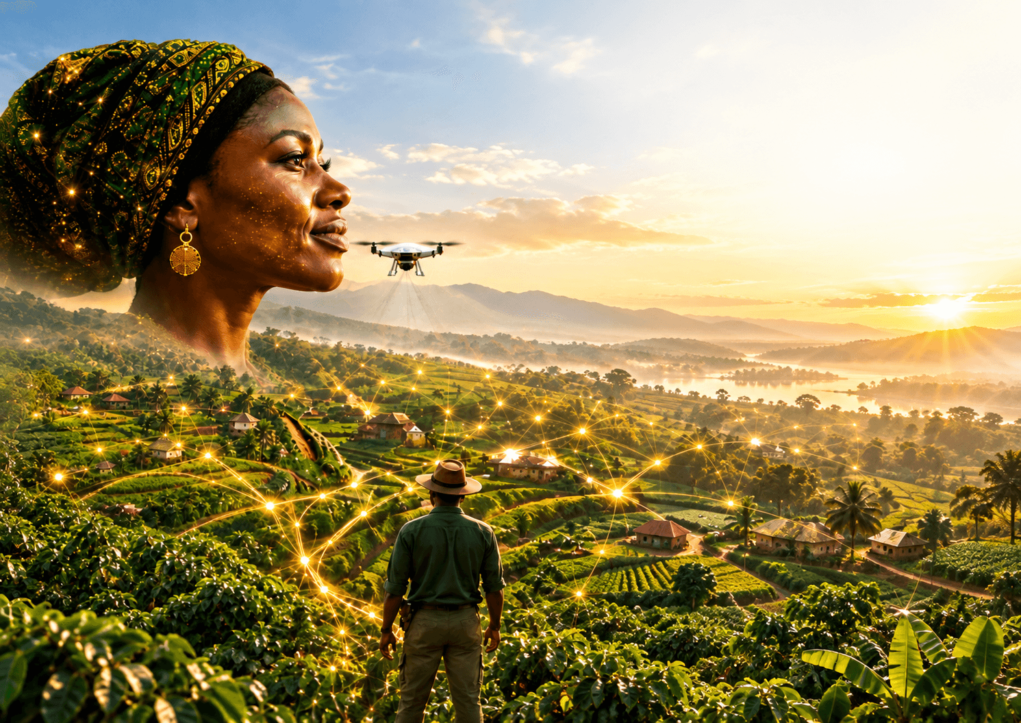 Field agent assisting farmer