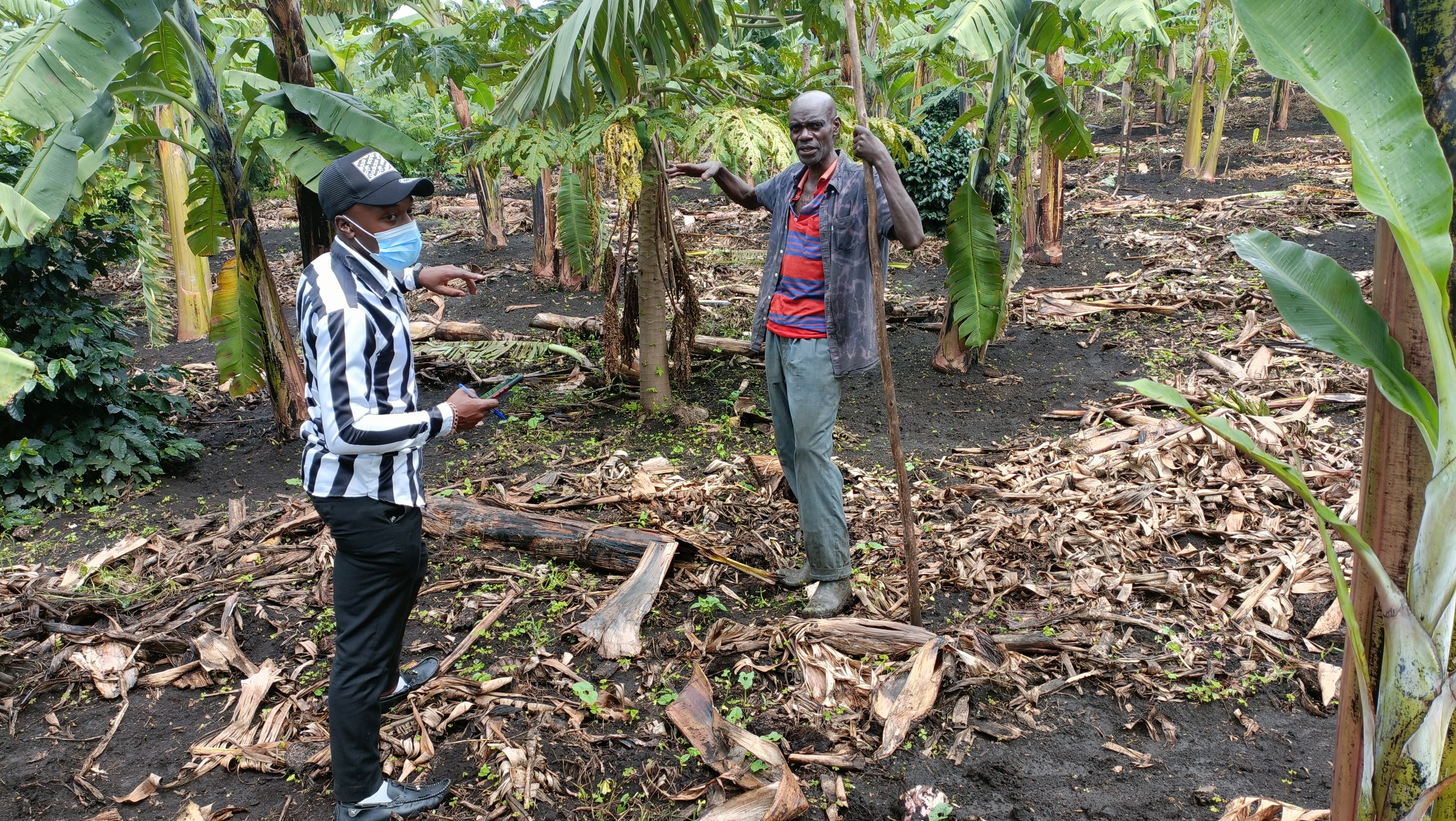 Field officer interviewing a respondent outdoors